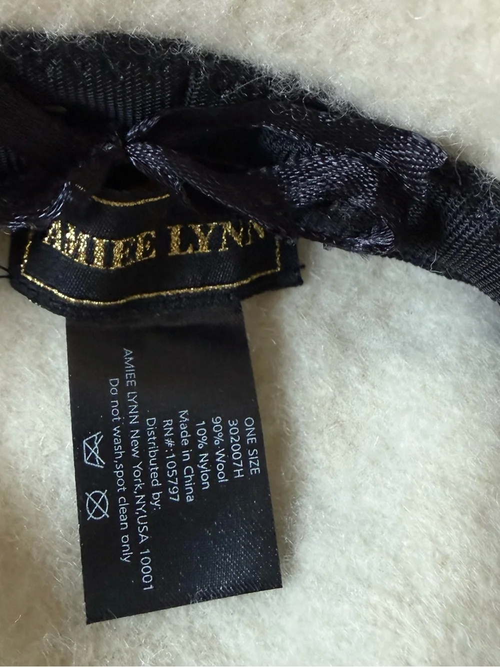 Amiee Lynn Crystal-Embellished White Wool Blend Beret